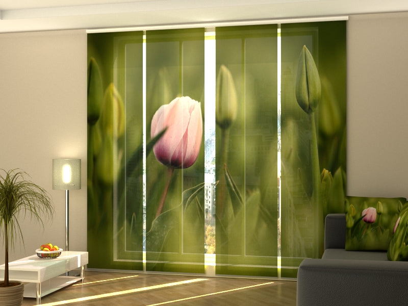 Set di 4 Tende a Pannello Primo Tulipano Rosa