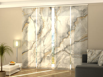 Set di 4 Tende a Pannello Marmo Grigio con Venature d'Oro