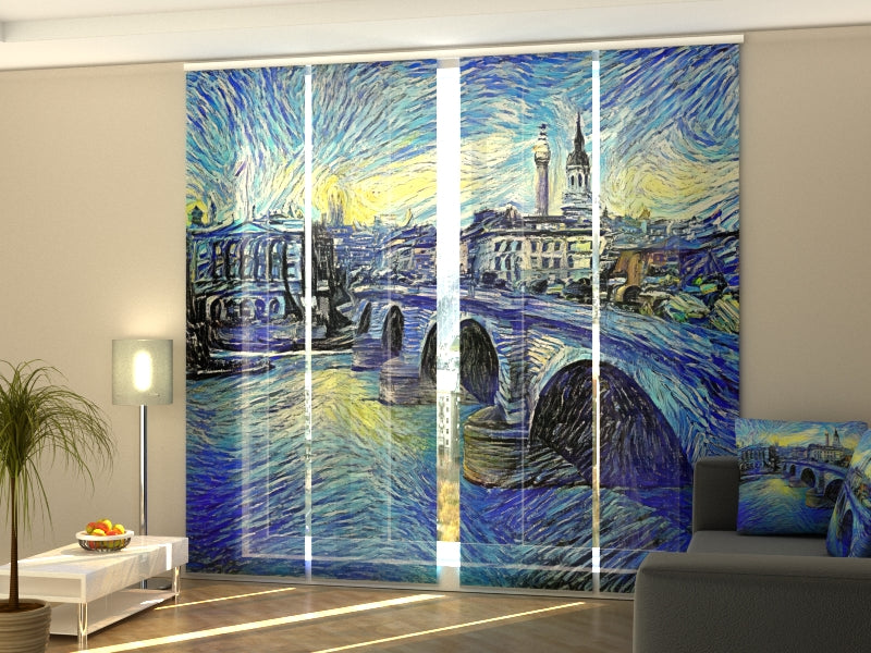 Set di 4 Tende a Pannello London Bridge stile Van Gogh