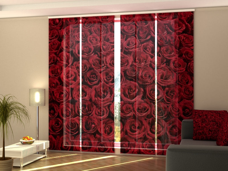 Set di 4 Tende a Pannello Rose Rosse Preferite