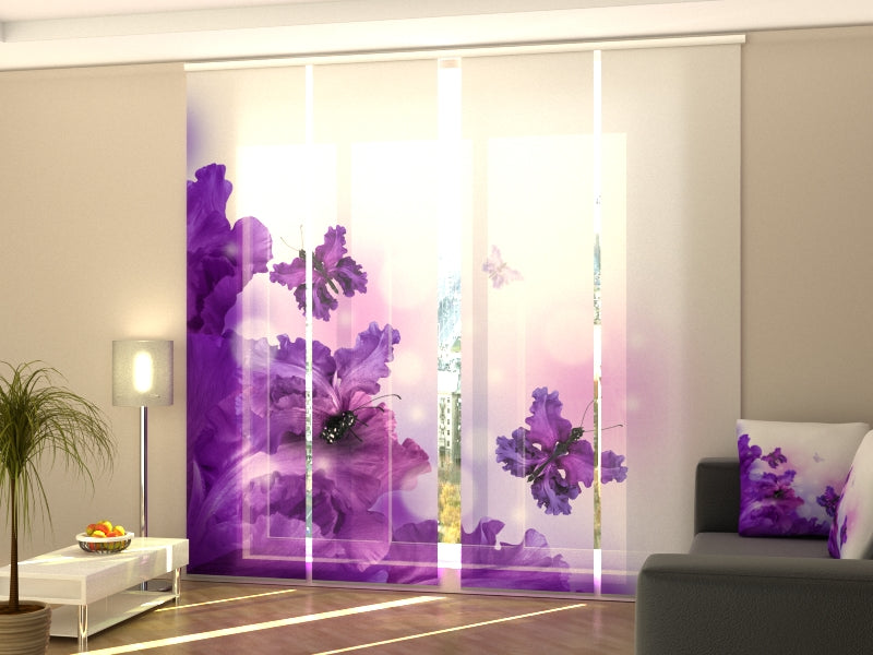 Set di 4 Tende a Pannello Farfalle Viola Magiche