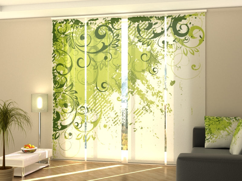 Set di 4 Tende a Pannello Meravigliosa Astrazione Verde