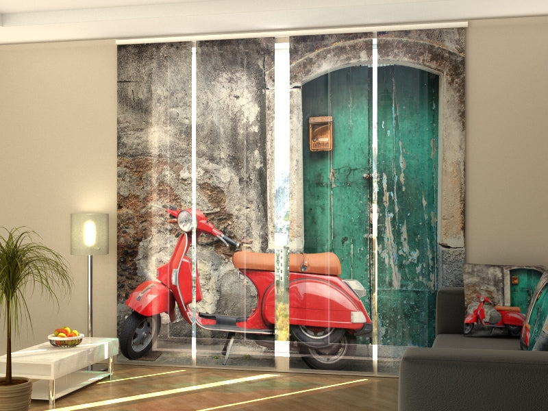 Set di 4 Tende a Pannello Scooter Rosso