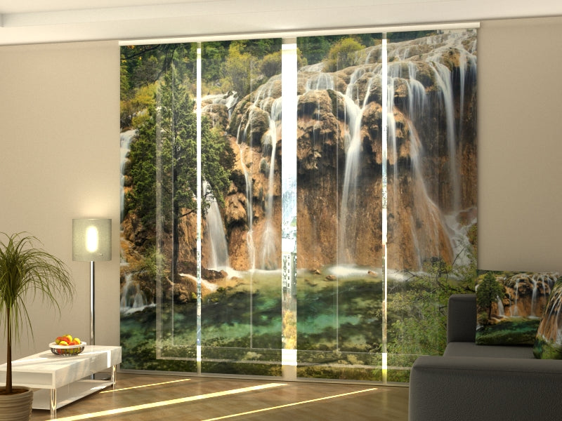 Set di 4 Tende a Pannello Cascata Panoramica a Jiuzhaigou