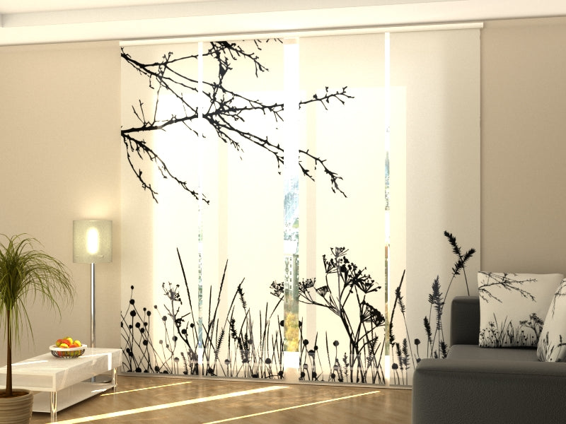 Set di 4 Tende a Pannello Ombra di Erba e Albero