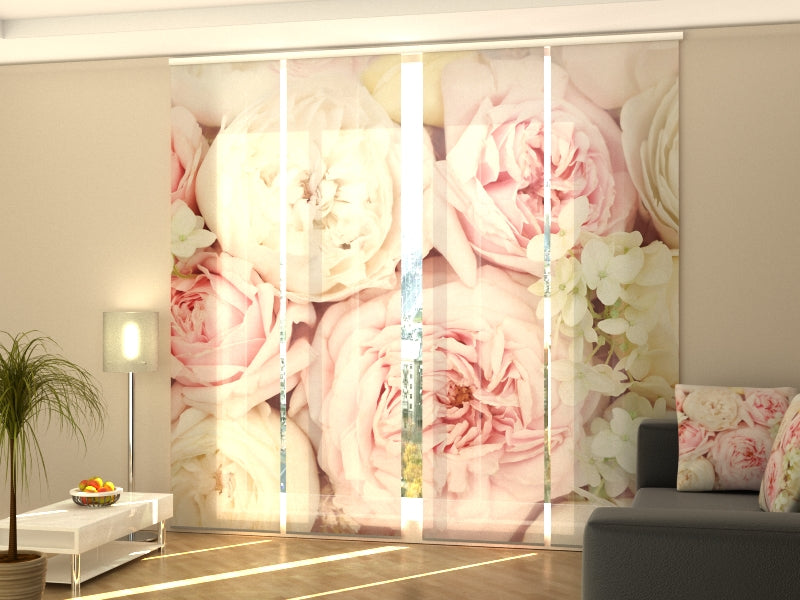 Set di 4 Tende a Pannello Rose Estive