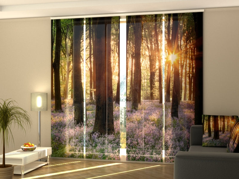 Set di 4 Tende a Pannello Alba nella Bellissima Foresta Primaverile