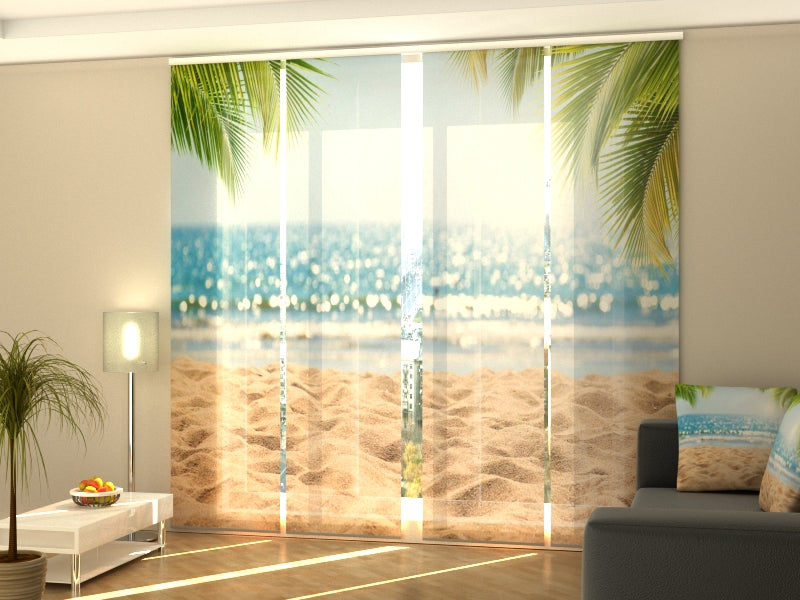 Set di 4 Tende a Pannello Paesaggio Tropicale