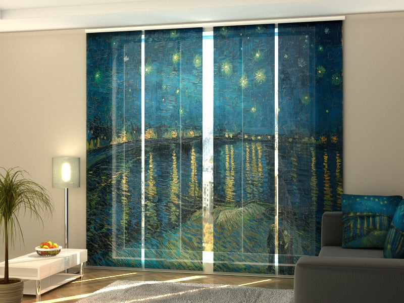 Set di 4 Tende a Pannello Notte sul Rodano Vincent Van Gogh