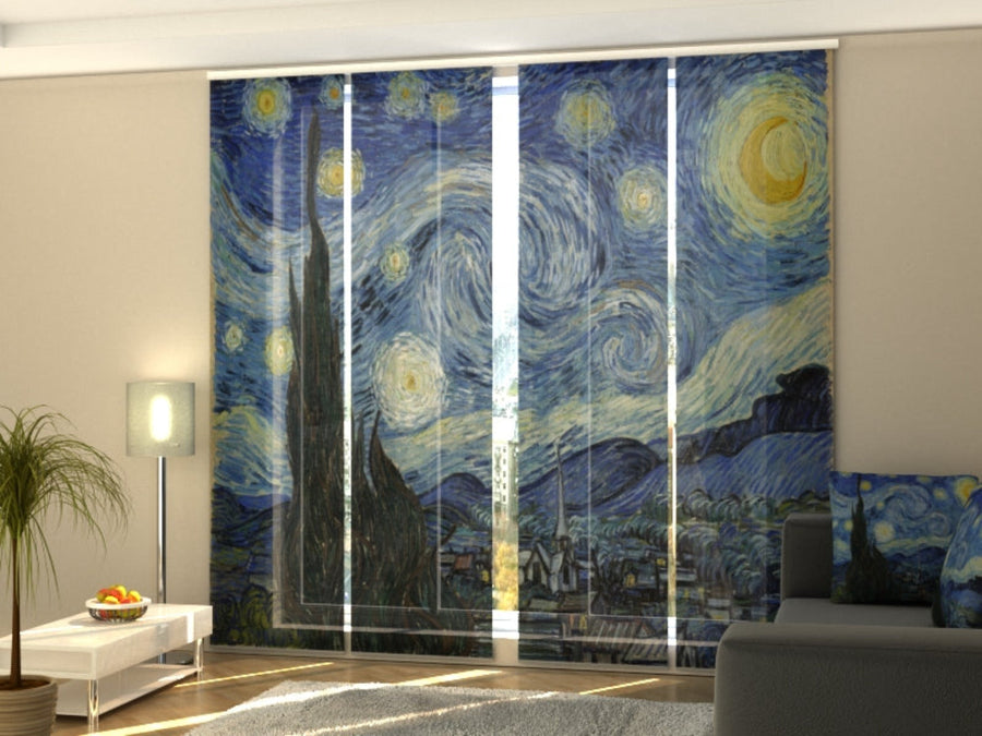 Set di 4 Tende a Pannello Notte Stellata Vincent Van Gogh