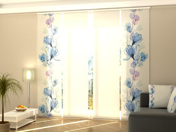 Set di 4 Tende a Pannello Magnolia ed Eucalipto ad Acquerello