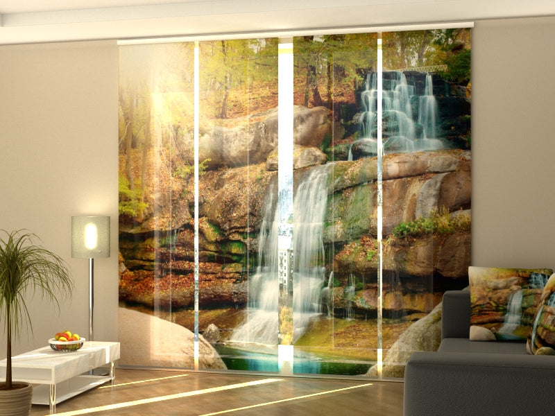 Set di 4 Tende a Pannello Cascata nella Foresta d'Autunno