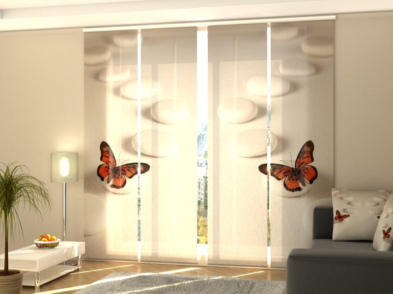 Set di 4 Tende a Pannello Farfalla Zen