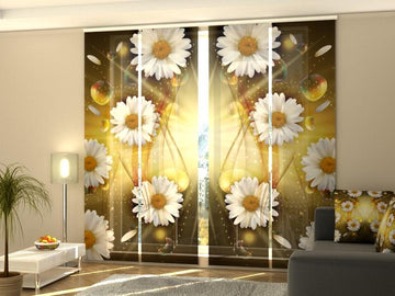 Set di 4 Tende a Pannello Fiori di Camomilla Astratti