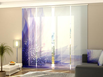 Set di 4 Tende a Pannello Fiore Blu Astratto