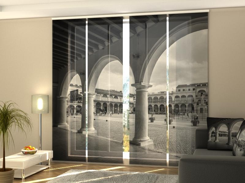 Set di 4 Tende a Pannello Cuba Imponente in Bianco e Nero