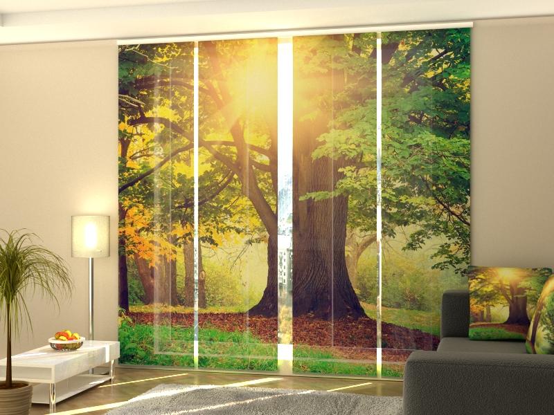 Set di 4 Tende a Pannello Grande Albero Verde
