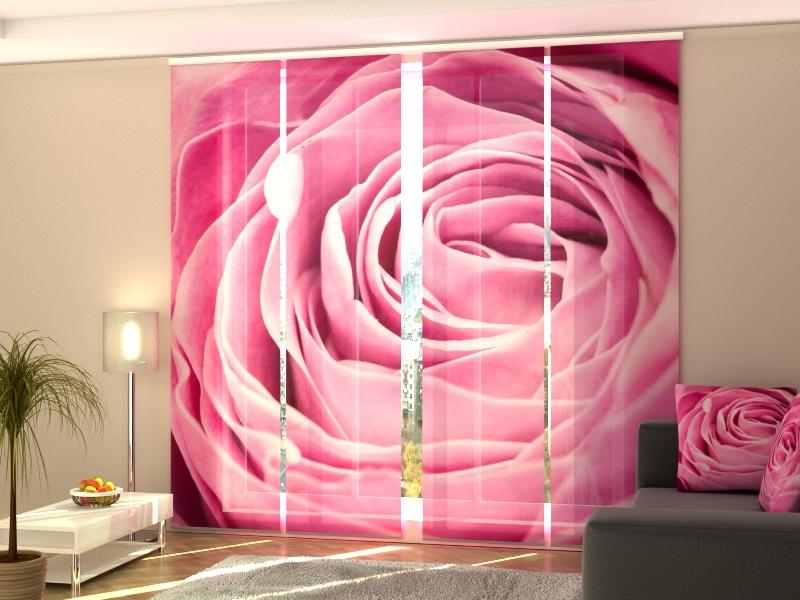 Set di 4 Tende a Pannello Grande Rose Rosa