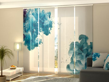 Set di 4 Tende a Pannello Schizzi di Vernice Blu