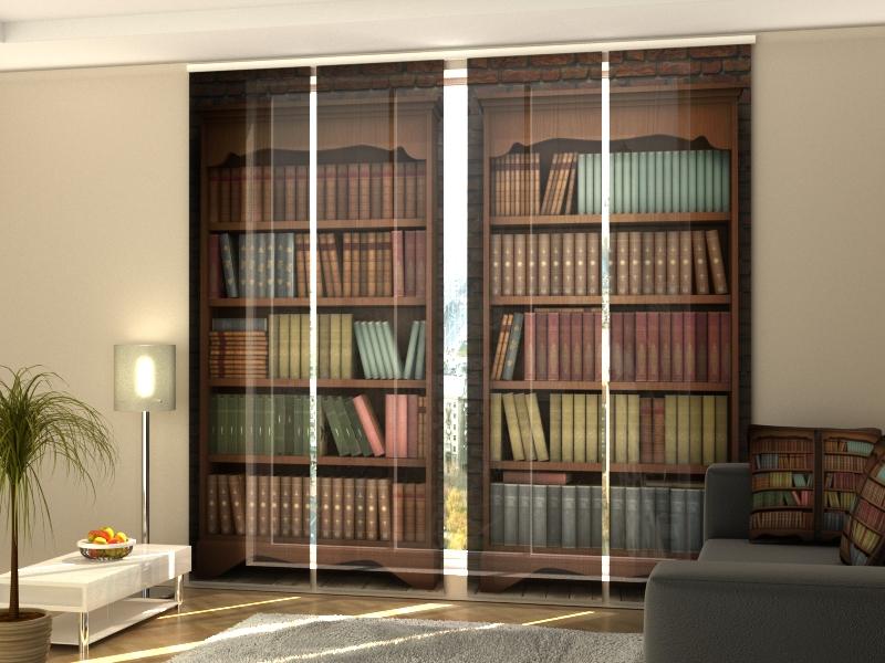 Set di 4 Tende a Pannello Libreria Marrone