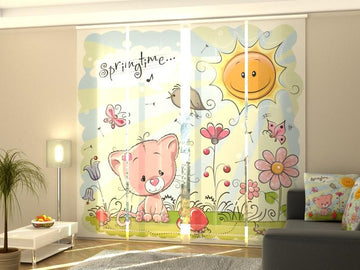 Set di 4 Tende a Pannello Disegno per Bambini