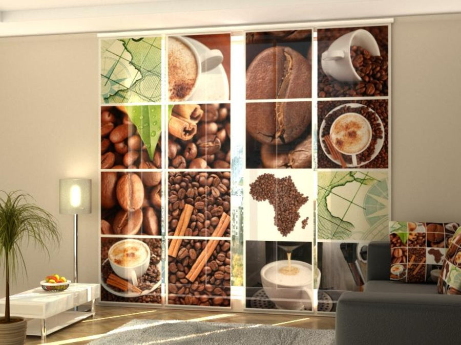 Set di 4 Tende a Pannello Caffè Africa