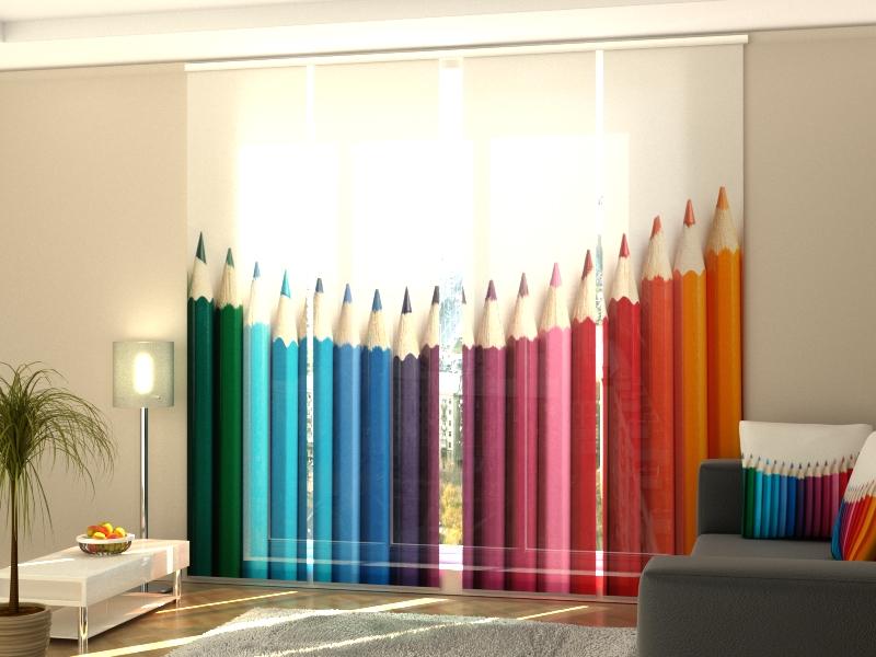 Set di 4 Tende a Pannello Matite Colorate