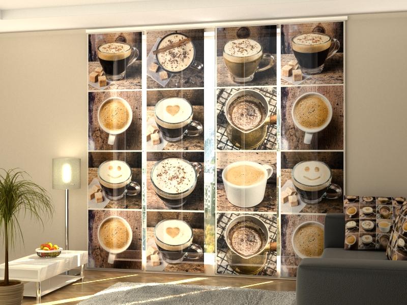 Set di 4 Tende a Pannello Caffè Aromatizzato