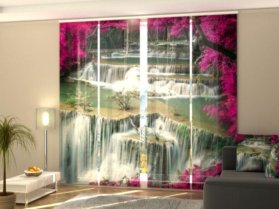 Set di 4 Tende a Pannello Fiori e Cascata