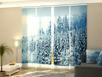 Set di 4 Tende a Pannello Foresta Innevata con Brina