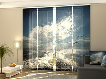 Set di 4 Tende a Pannello Gabbiani sopra il Mare Bianco