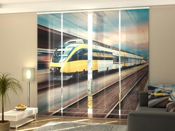Set di 4 Tende a Pannello Treno Giallo ad Alta Velocità
