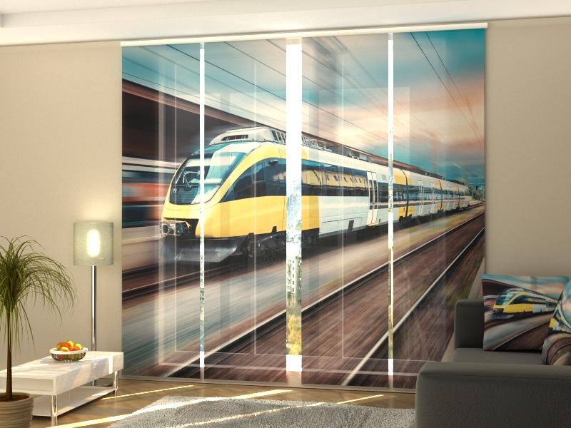 Set di 4 Tende a Pannello Treno Giallo ad Alta Velocità