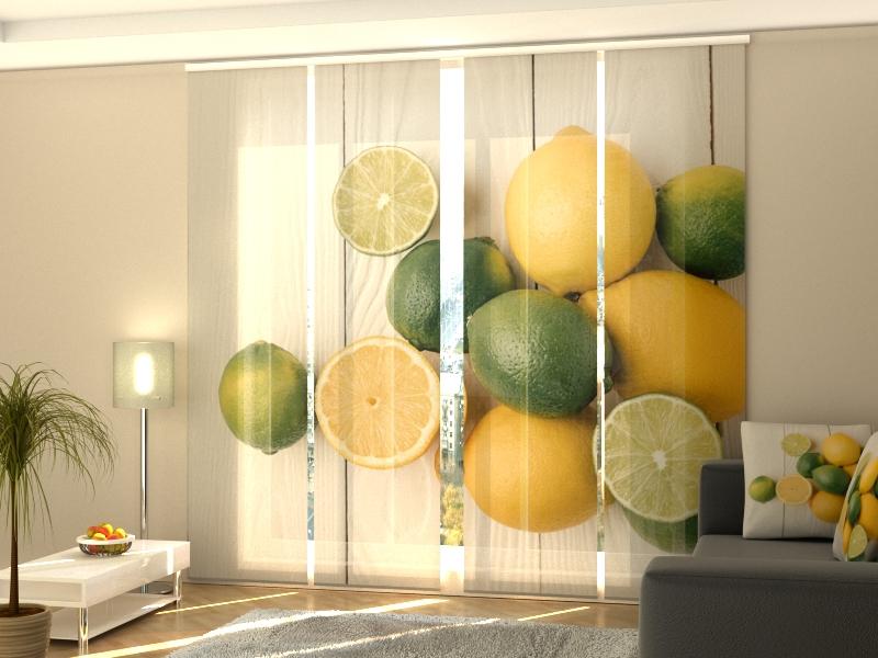 Set di 4 Tende a Pannello Lime e Limoni