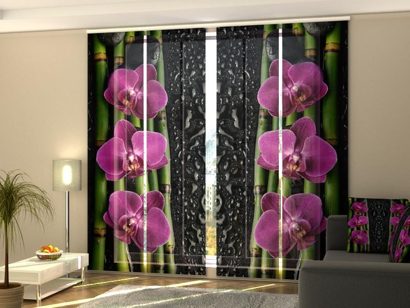 Set di 4 Tende a Pannello Orchidea Lussuosa