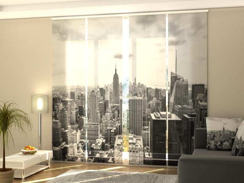 Set di 4 Tende a Pannello Veduta Aerea di Manhattan in Bianco e Nero
