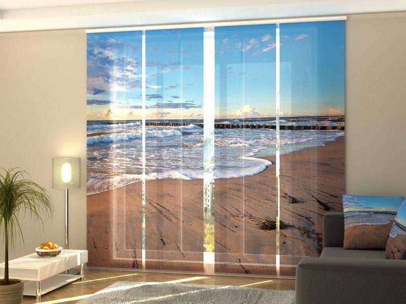 Set di 4 Tende a Pannello Mattinata sulla Spiaggia