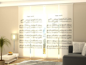 Set di 4 Tende a Pannello Pentagramma con Note Musicali