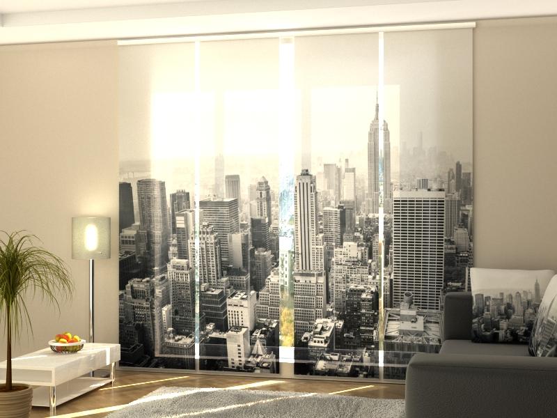 Set di 4 Tende a Pannello New York in Bianco e Nero