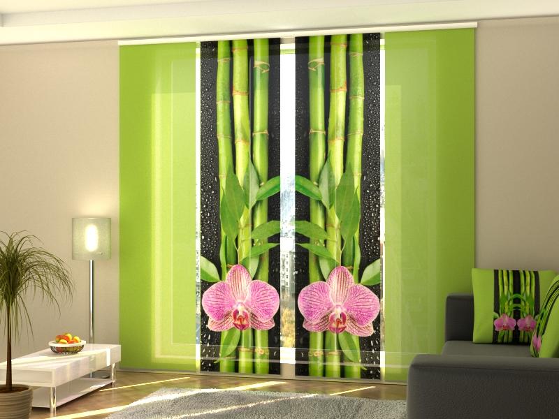 Set di 4 Tende a Pannello Orchidee e Bambù 3