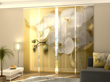 Set di 4 Tende a Pannello Orchidee su Oro