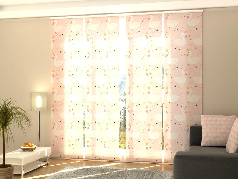 Set di 4 Tende a Pannello Cigno Principessa