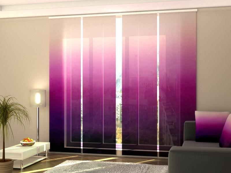 Set di 4 Tende a Pannello Ombre Viola dell'Acquerello