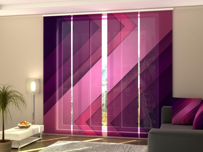 Set di 4 Tende a Pannello Linee Viola