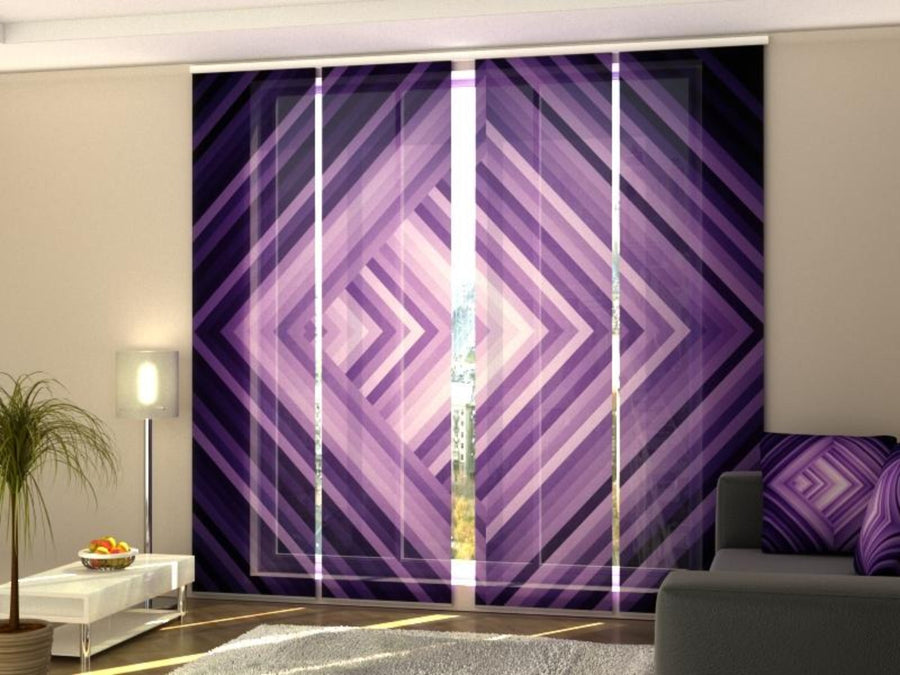 Set di 4 Tende a Pannello Rombo Viola