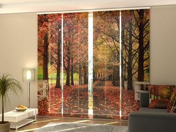 Set di 4 Tende a Pannello Autunno Rosso