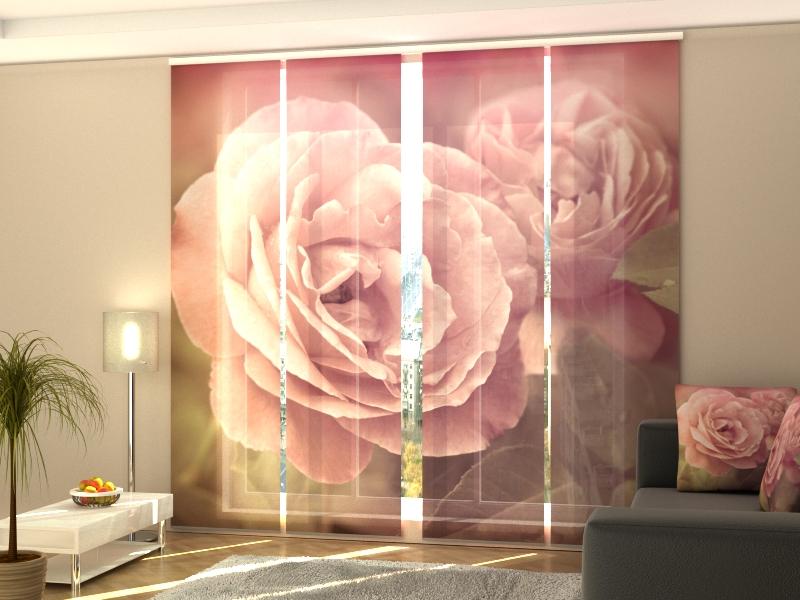 Set di 4 Tende a Pannello Rose Retrò