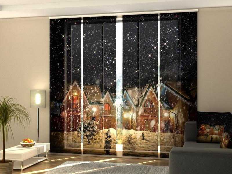 Set di 4 Tende a Pannello Notte Innevata