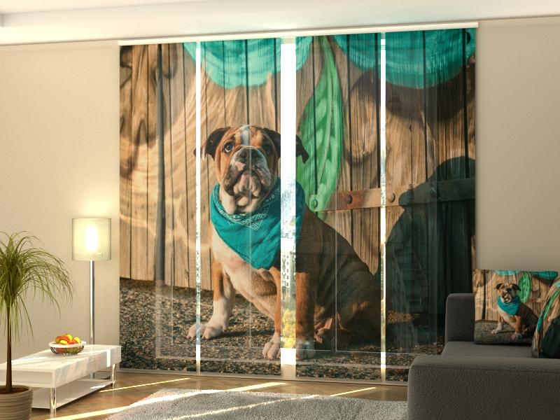 Set di 4 Tende a Pannello Cucciolo di Bulldog Inglese Elegante