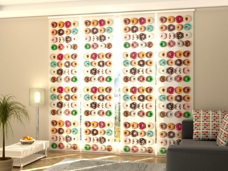 Set di 4 Tende a Pannello Dolci Ciambelle
